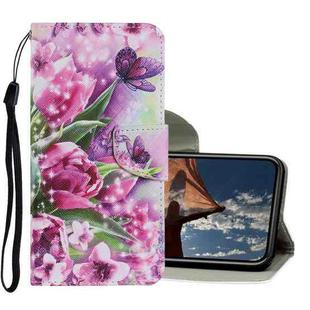 For iPhone XS Max Coloured Drawing Pattern Horizontal Flip PU Leather Case with Holder & Card Slots & Wallet & Lanyard(Rose Butterfly)