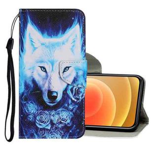 For iPhone 12 mini Coloured Drawing Pattern Horizontal Flip PU Leather Case with Holder & Card Slots & Wallet & Lanyard (Rose Wolf)
