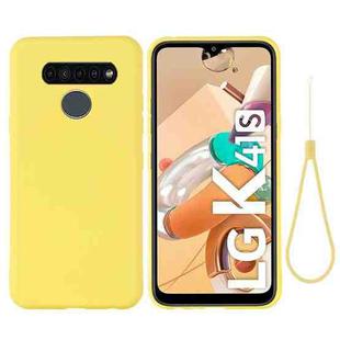 For LG K51S Pure Color Liquid Silicone Shockproof Full Coverage Case(Yellow)