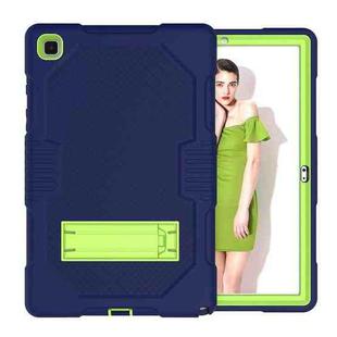 For Samsung Galaxy Tab A7 10.4 (2020) T500 / T505 Contrast Color Robot Shockproof Silicon + PC Protective Case with Holder & Pen Slot(Navy Blue Yellow Green)