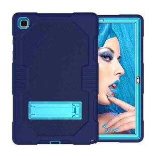 For Samsung Galaxy Tab A7 10.4 (2020) T500 / T505 Contrast Color Robot Shockproof Silicon + PC Protective Case with Holder & Pen Slot(Navy Blue)