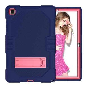 For Samsung Galaxy Tab A7 10.4 (2020) T500 / T505 Contrast Color Robot Shockproof Silicon + PC Protective Case with Holder & Pen Slot(Navy Blue Rose)