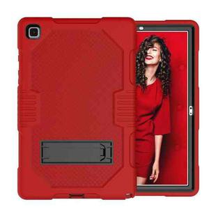 For Samsung Galaxy Tab A7 10.4 (2020) T500 / T505 Contrast Color Robot Shockproof Silicon + PC Protective Case with Holder & Pen Slot(Red Black)