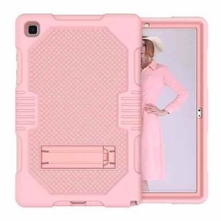 For Samsung Galaxy Tab A7 10.4 (2020) T500 / T505 Contrast Color Robot Shockproof Silicon + PC Protective Case with Holder & Pen Slot(Rose Gold)