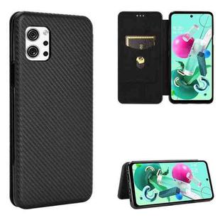 For LG Q92 5G Carbon Fiber Texture Horizontal Flip TPU + PC + PU Leather Case with Card Slot(Black)