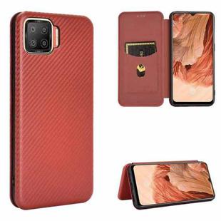 For OPPO F17 / A73 (2020) Carbon Fiber Texture Horizontal Flip TPU + PC + PU Leather Case with Card Slot(Brown)
