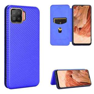 For OPPO F17 / A73 (2020) Carbon Fiber Texture Horizontal Flip TPU + PC + PU Leather Case with Card Slot(Blue)