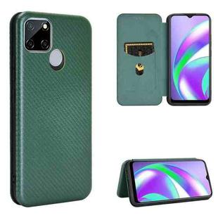 For OPPO Realme Narzo 20 / Realme C12 Carbon Fiber Texture Horizontal Flip TPU + PC + PU Leather Case with Card Slot(Green)