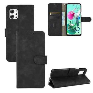 For LG Q92 5G Solid Color Skin Feel Magnetic Buckle Horizontal Flip Calf Texture PU Leather Case with Holder & Card Slots & Wallet(Black)