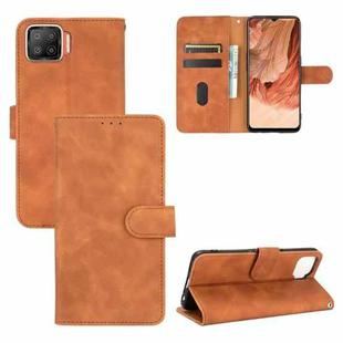 For OPPO F17 Solid Color Skin Feel Magnetic Buckle Horizontal Flip Calf Texture PU Leather Case with Holder & Card Slots & Wallet(Brown)