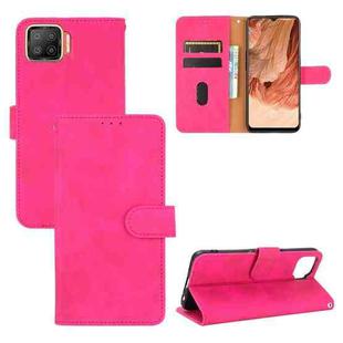 For OPPO F17 Solid Color Skin Feel Magnetic Buckle Horizontal Flip Calf Texture PU Leather Case with Holder & Card Slots & Wallet(Rose Red)