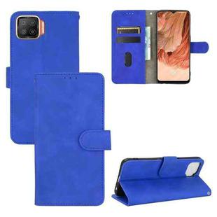 For OPPO F17 Solid Color Skin Feel Magnetic Buckle Horizontal Flip Calf Texture PU Leather Case with Holder & Card Slots & Wallet(Blue)