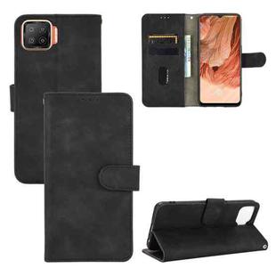 For OPPO F17 Solid Color Skin Feel Magnetic Buckle Horizontal Flip Calf Texture PU Leather Case with Holder & Card Slots & Wallet(Black)