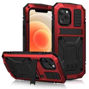 For iPhone 12 mini R-JUST Shockproof Waterproof Dust-proof Metal + Silicone Protective Case with Holder (Red)