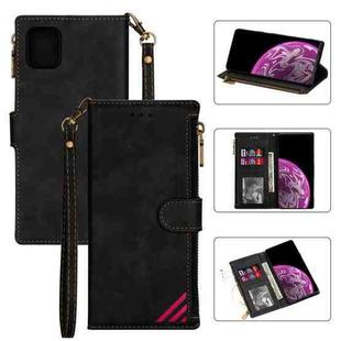 For Samsung Galaxy Note 10 Lite Zipper Multi-card Slots Horizontal Flip PU Leather Case with Holder & Card Slots & Wallet & Lanyard & Photo Frame(Black)