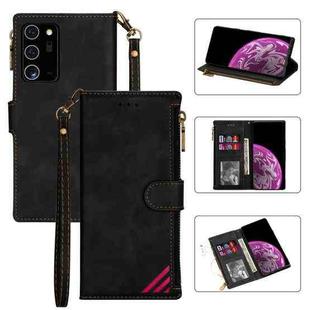 For Samsung Galaxy Note20 Zipper Multi-card Slots Horizontal Flip PU Leather Case with Holder & Card Slots & Wallet & Lanyard & Photo Frame(Black)