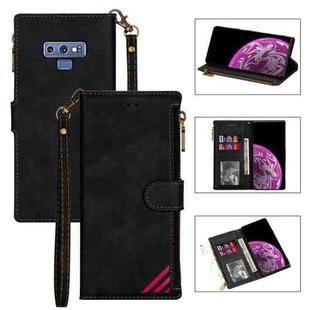 For Samsung Galaxy Note9 Zipper Multi-card Slots Horizontal Flip PU Leather Case with Holder & Card Slots & Wallet & Lanyard & Photo Frame(Black)