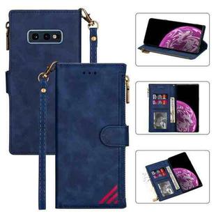 For Samsung Galaxy S10e Zipper Multi-card Slots Horizontal Flip PU Leather Case with Holder & Card Slots & Wallet & Lanyard & Photo Frame(Blue)