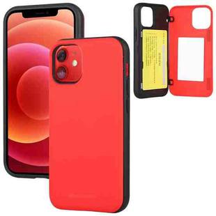 GOOSPERY MAGNETIC DOOR BUMPER Magnetic Catche Shockproof Soft TPU + PC Case With Card Slot For iPhone 12 Mini(Red)