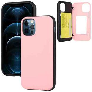 GOOSPERY MAGNETIC DOOR BUMPER Magnetic Catche Shockproof Soft TPU + PC Case With Card Slot For iPhone 12 / 12 Pro(Pink)