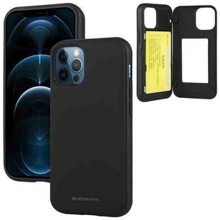 GOOSPERY MAGNETIC DOOR BUMPER Magnetic Catche Shockproof Soft TPU + PC Case With Card Slot For iPhone 12 Pro Max(Black)