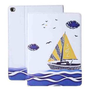 For iPad 9.7 (2018) / (2017) Cross Texture Horizontal Flip PU Leather Case with Holder & Sleep / Wake-up Function(Sail)
