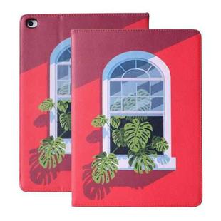 For iPad mini 2019 / 4 Cross Texture Horizontal Flip PU Leather Case with Holder & Sleep / Wake-up Function(Window Plant)