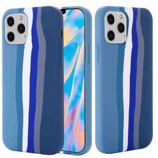 For iPhone 12 Pro Max Rainbow Liquid Silicone Shockproof Full Coverage Protective Case (Blue)