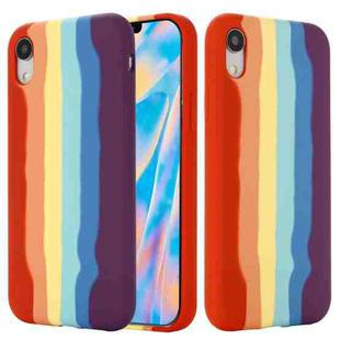 For iPhone XS Max Rainbow Liquid Silicone Shockproof Full Coverage Protective Case