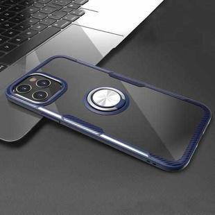 For iPhone 12 / 12 Pro Shockproof Transparent TPU + Acrylic Protective Case with Ring Holder(Navy Blue)