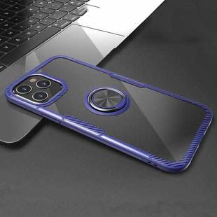 For iPhone 12 Pro Max Shockproof Transparent TPU + Acrylic Protective Case with Ring Holder(Blue)