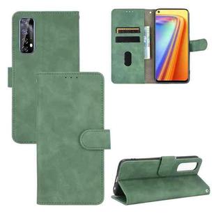 For OPPO Realme 7 Solid Color Skin Feel Magnetic Buckle Horizontal Flip Calf Texture PU Leather Case with Holder & Card Slots & Wallet(Green)