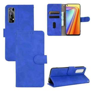 For OPPO Realme 7 Solid Color Skin Feel Magnetic Buckle Horizontal Flip Calf Texture PU Leather Case with Holder & Card Slots & Wallet(Blue)