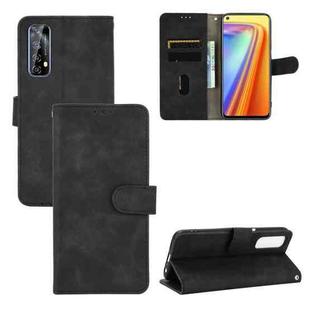For OPPO Realme 7 Solid Color Skin Feel Magnetic Buckle Horizontal Flip Calf Texture PU Leather Case with Holder & Card Slots & Wallet(Black)