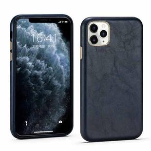 For iPhone 11 Pro Lambskin Texture Four-Corner Full Coverage Leather + Metal Protective Case (Blue)