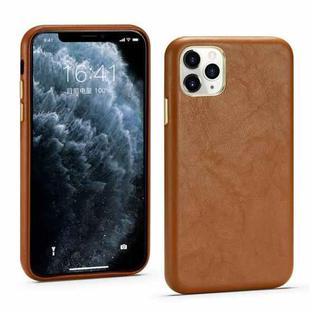 For iPhone 11 Pro Lambskin Texture Four-Corner Full Coverage Leather + Metal Protective Case (Brown)