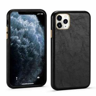 For iPhone 11 Pro Lambskin Texture Four-Corner Full Coverage Leather + Metal Protective Case (Black)