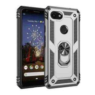 For Google Pixel 3a XL Shockproof TPU + PC Protective Case with 360 Degree Rotating Holder(Silver)