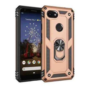 For Google Pixel 3a XL Shockproof TPU + PC Protective Case with 360 Degree Rotating Holder(Gold)