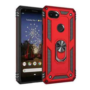For Google Pixel 3a XL Shockproof TPU + PC Protective Case with 360 Degree Rotating Holder(Red)