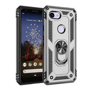 For Google Pixel 3a Shockproof TPU + PC Protective Case with 360 Degree Rotating Holder(Silver)