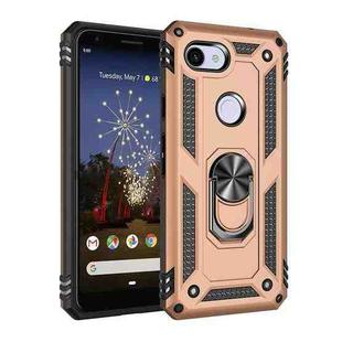 For Google Pixel 3a Shockproof TPU + PC Protective Case with 360 Degree Rotating Holder(Gold)