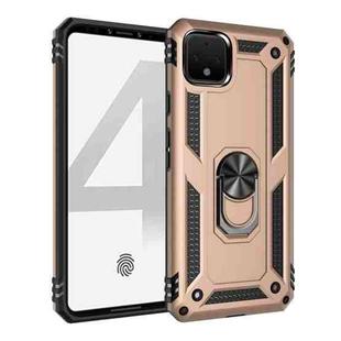 For Google Pixel 4 Shockproof TPU + PC Protective Case with 360 Degree Rotating Holder(Gold)