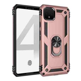 For Google Pixel 4 Shockproof TPU + PC Protective Case with 360 Degree Rotating Holder(Rose Gold)