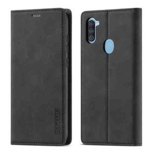 For Samsung Galaxy A11 / M11 LC.IMEEK Strong Magnetism Ultra-thin Horizontal Flip Shockproof Matte TPU + PU Leather Case with Holder & Card Slots & Wallet(Black)