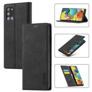 For Samsung Galaxy A51 / M40s LC.IMEEK Strong Magnetism Ultra-thin Horizontal Flip Shockproof Matte TPU + PU Leather Case with Holder & Card Slots & Wallet(Black)