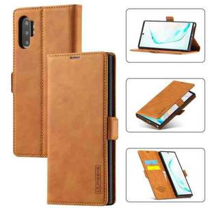 For Samsung Galaxy Note10+ LC.IMEEK Strong Magnetism Ultra-thin Horizontal Flip Shockproof Matte TPU + PU Leather Case with Holder & Card Slots & Wallet(Brown)