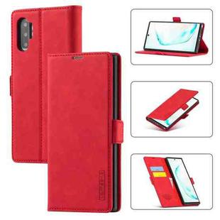 For Samsung Galaxy Note10+ LC.IMEEK Strong Magnetism Ultra-thin Horizontal Flip Shockproof Matte TPU + PU Leather Case with Holder & Card Slots & Wallet(Red)