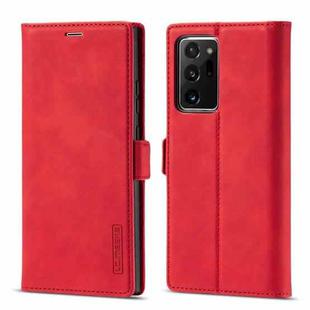 For Samsung Galaxy Note20 Ultra LC.IMEEK Strong Magnetism Ultra-thin Horizontal Flip Shockproof Matte TPU + PU Leather Case with Holder & Card Slots & Wallet(Red)
