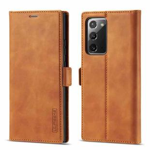 For Samsung Galaxy Note20 LC.IMEEK Strong Magnetism Ultra-thin Horizontal Flip Shockproof Matte TPU + PU Leather Case with Holder & Card Slots & Wallet(Brown)